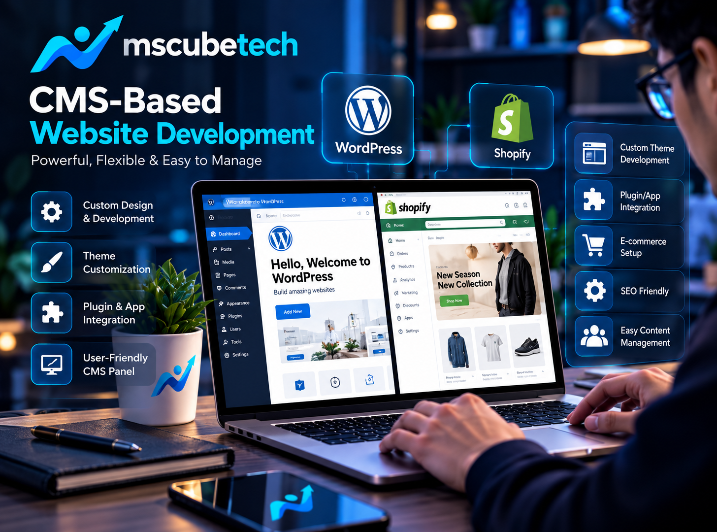 Content management and website editing interface